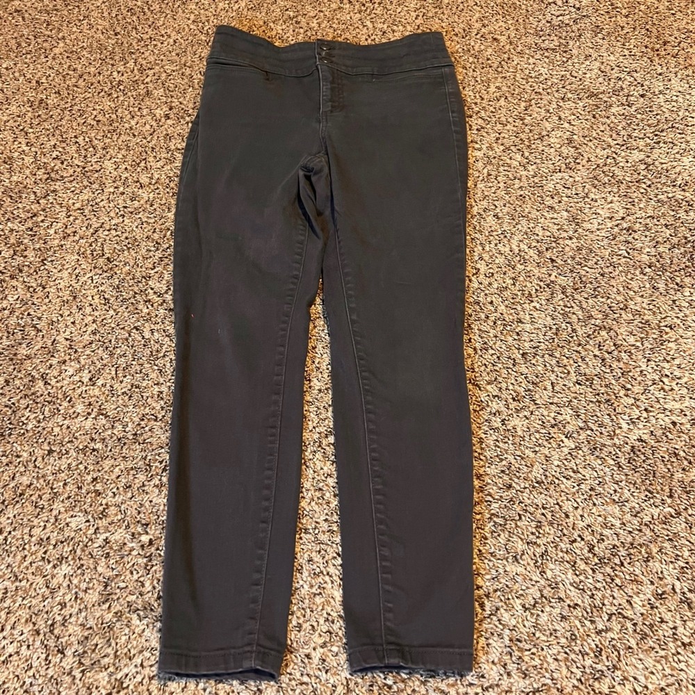 LOFT Women's Gray Skinny Fit Pants High Rise Button Fly Size 4